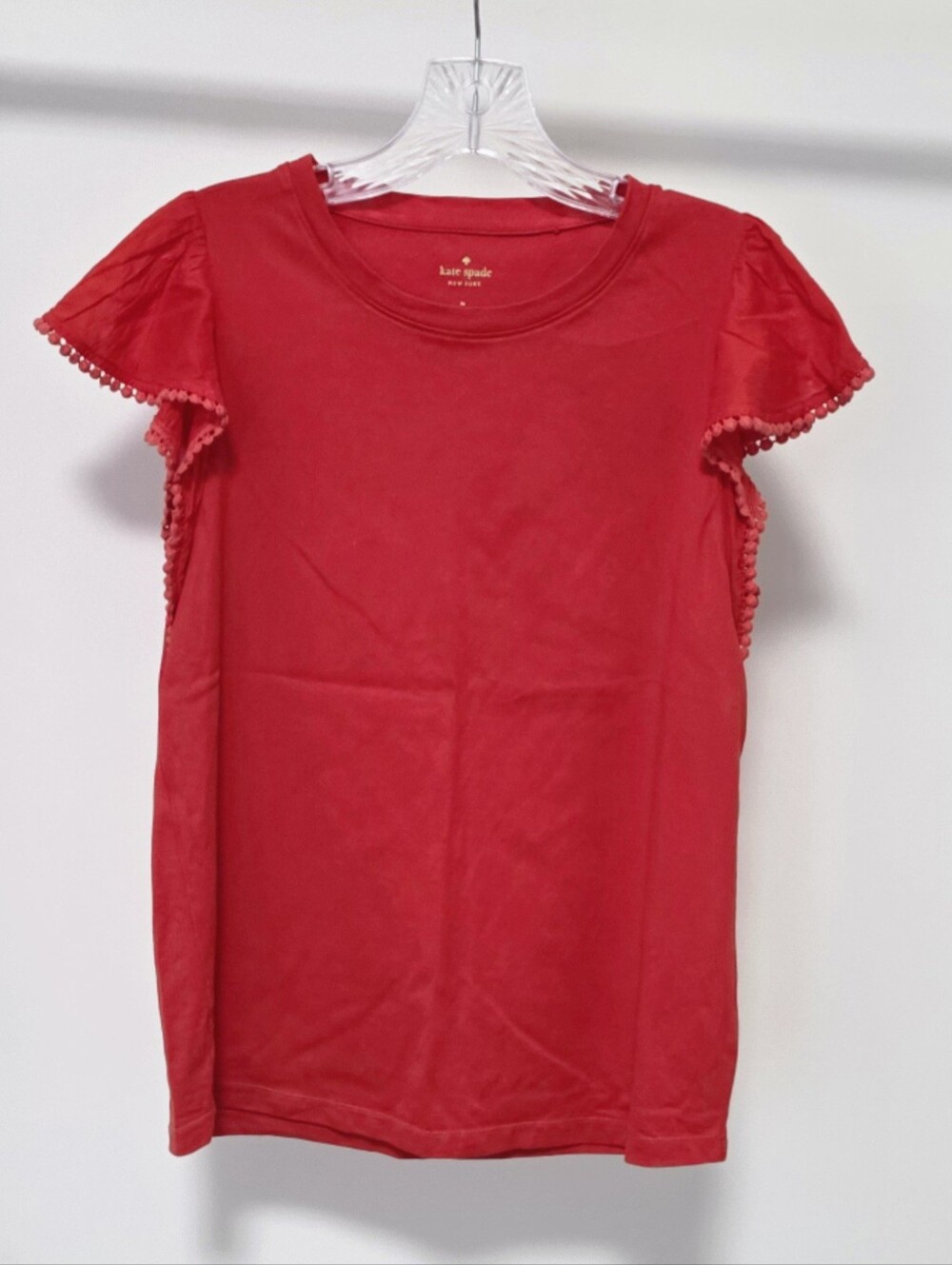 kate spade Red Orange Flutter Sleeve Top Size M